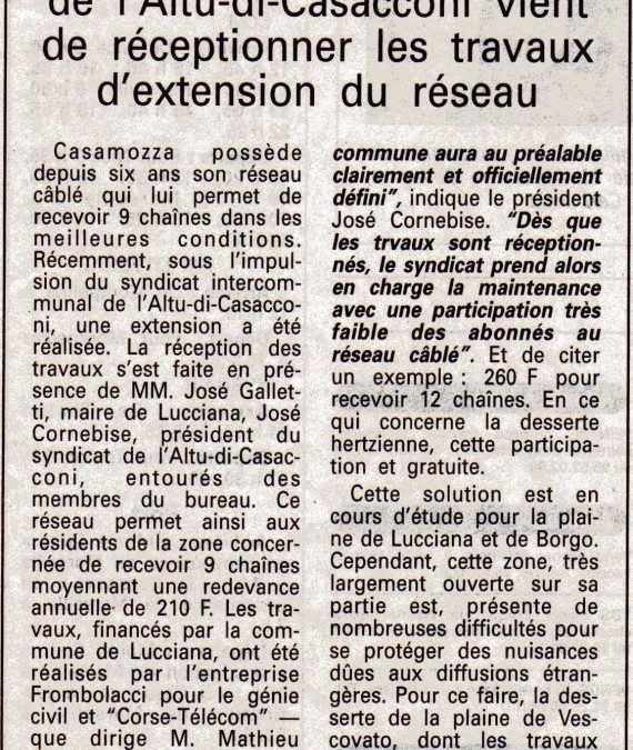 1996-08 : Le câble à Casamozza